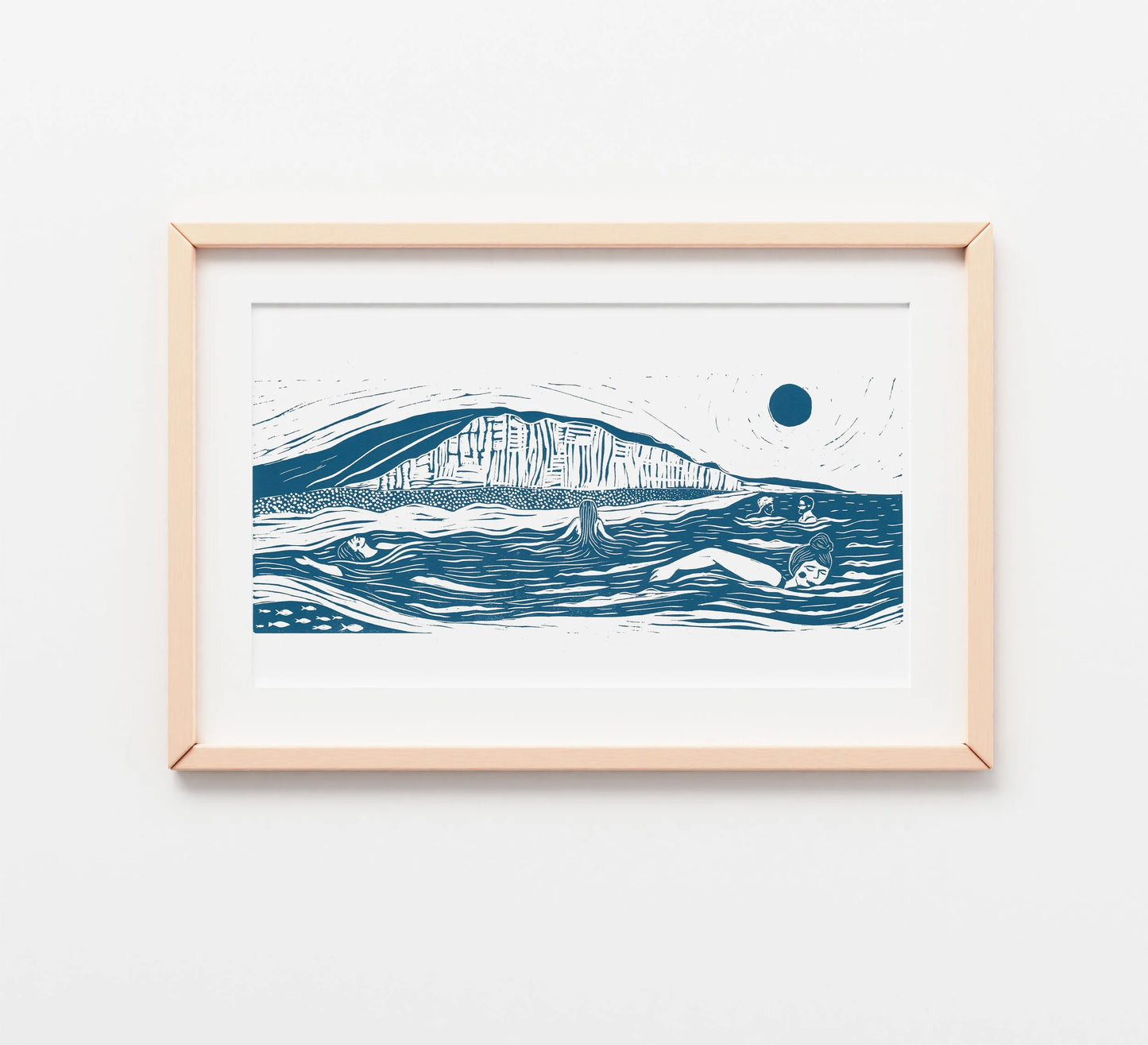 SWIMMERS AT THE BAY linoprint