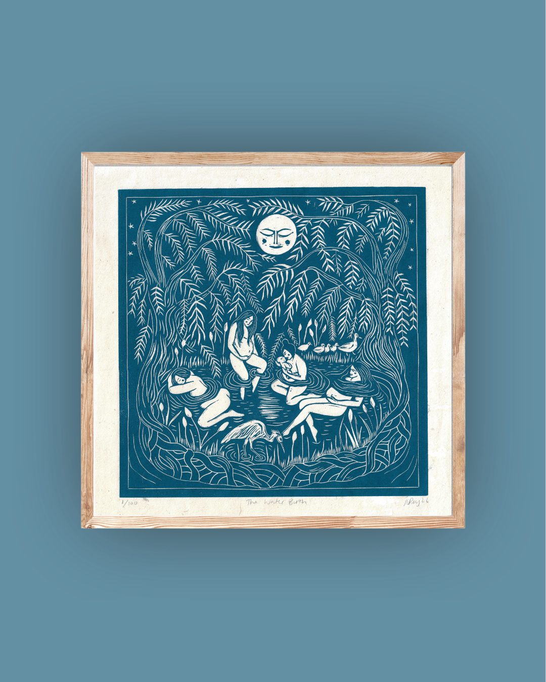 THE BIRTH POOL linoprint