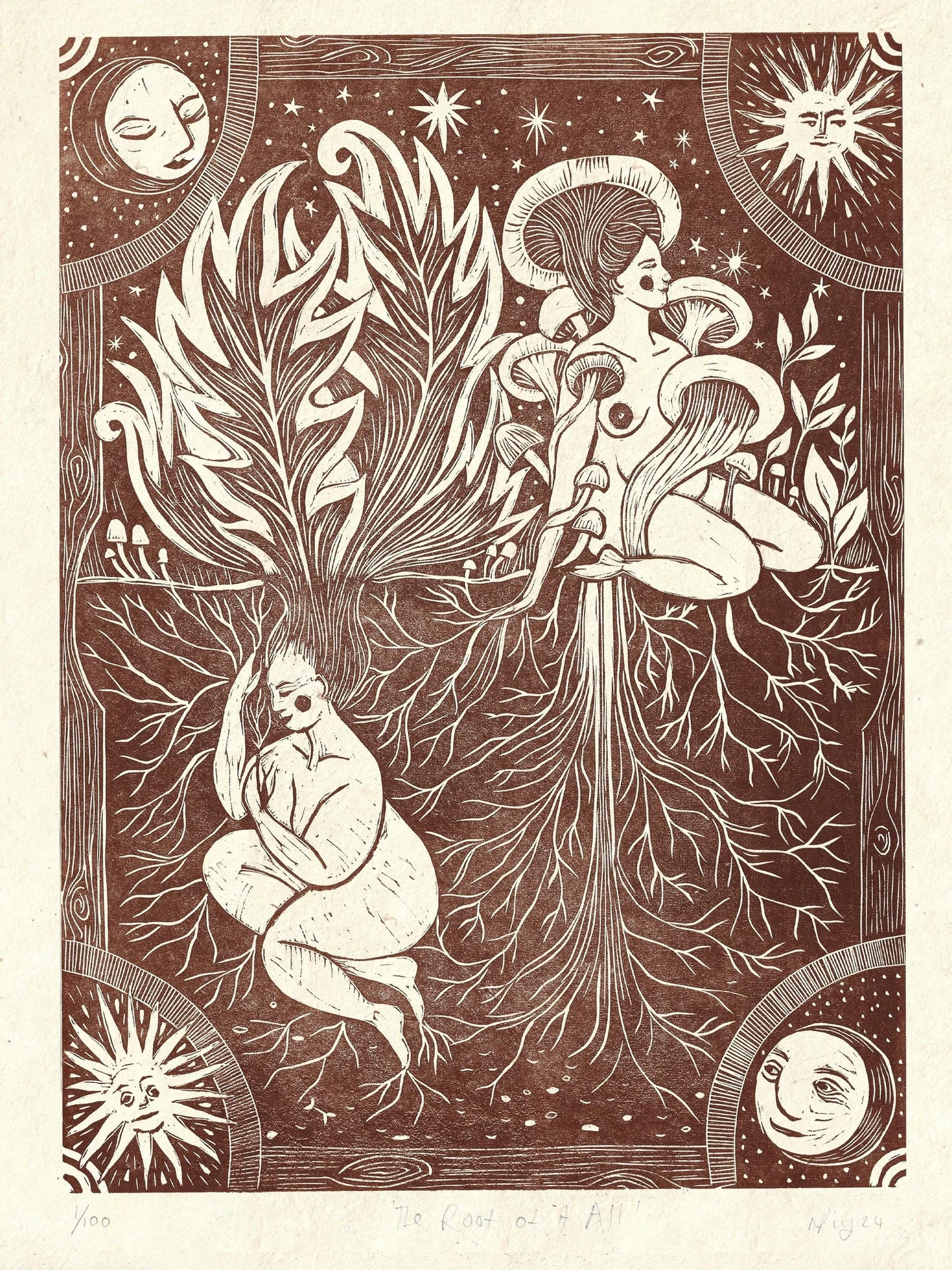 THE ROOT OF IT ALL Linoprint