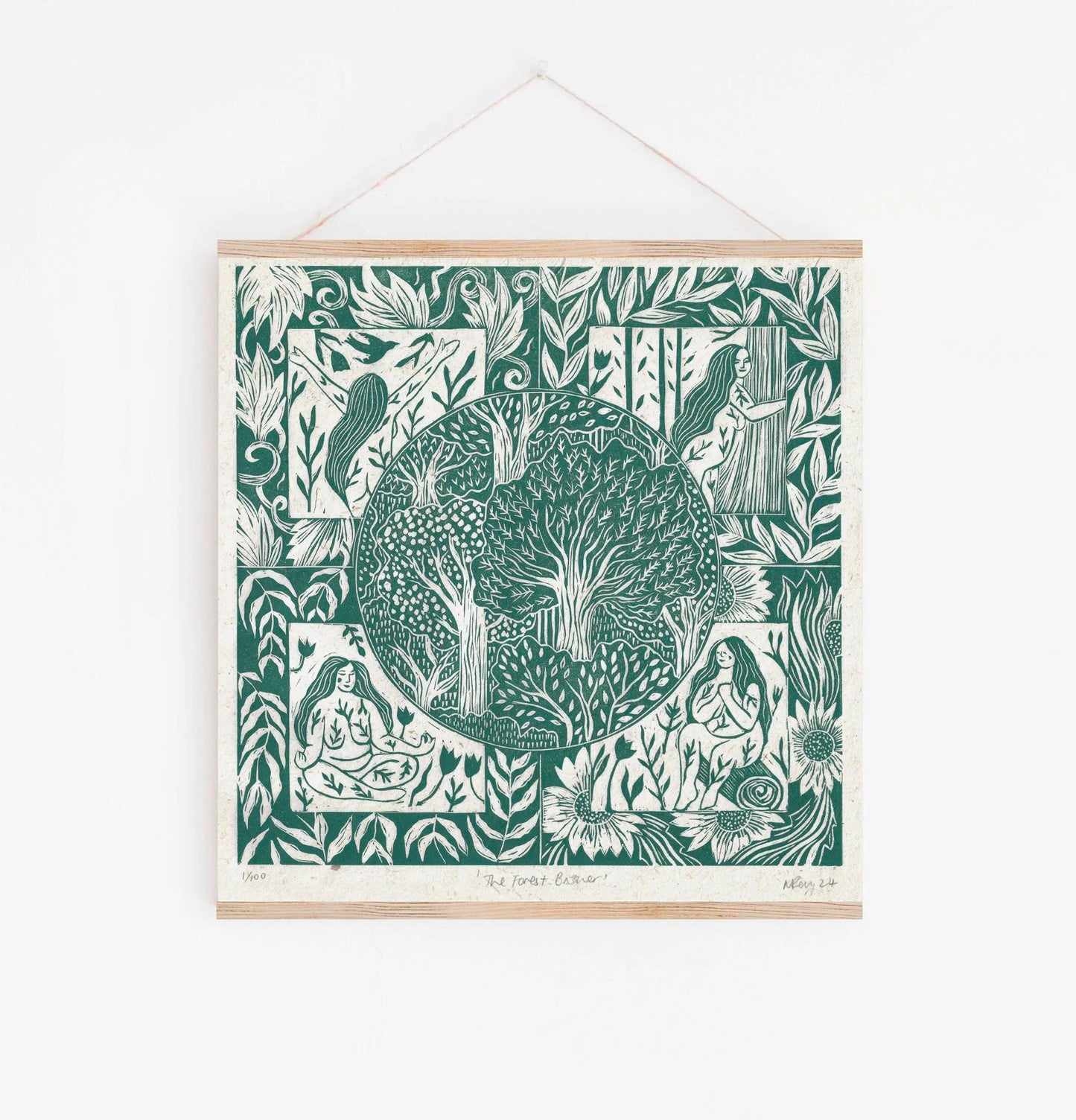 THE FOREST BATHER linoprint