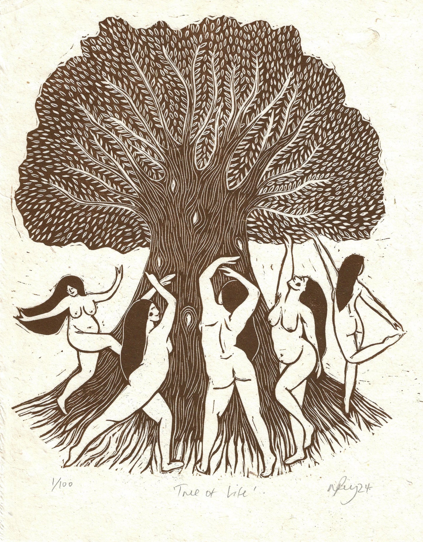 TREE OF LIFE linoprint