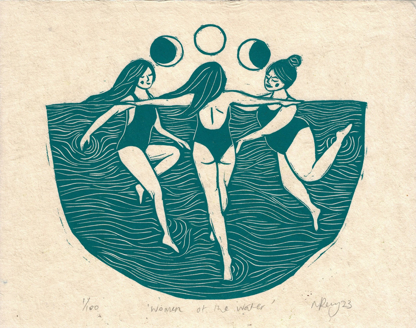 WOMEN OF THE WATER linoprint