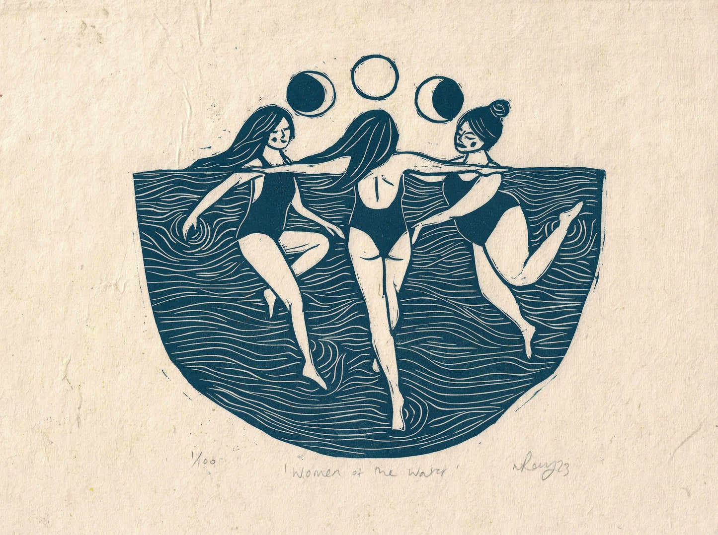 WOMEN OF THE WATER linoprint