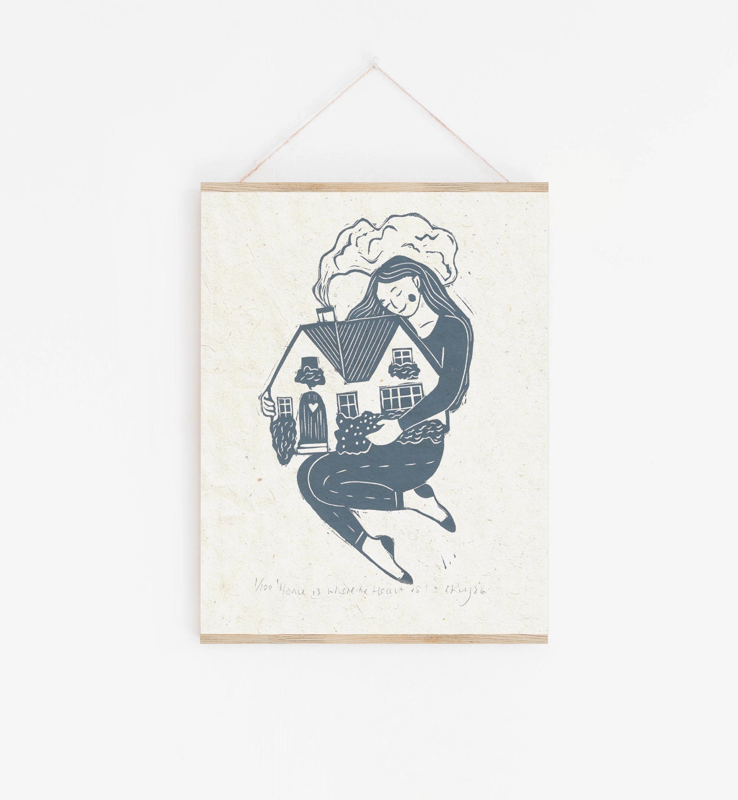 HOME IS WHERE THE HEART IS linoprint