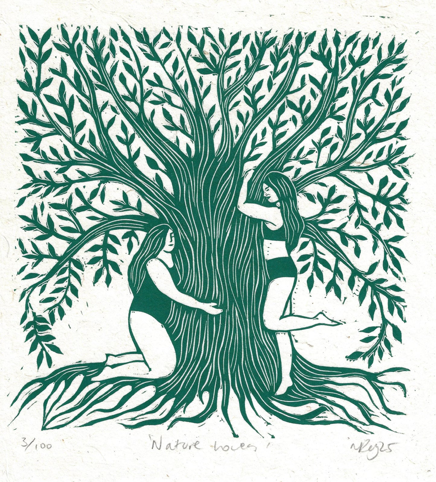 NATURE LOVERS linoprint