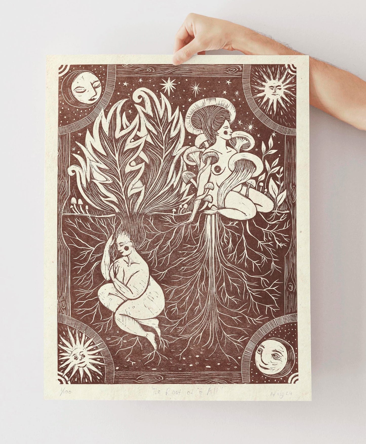 THE ROOT OF IT ALL Linoprint