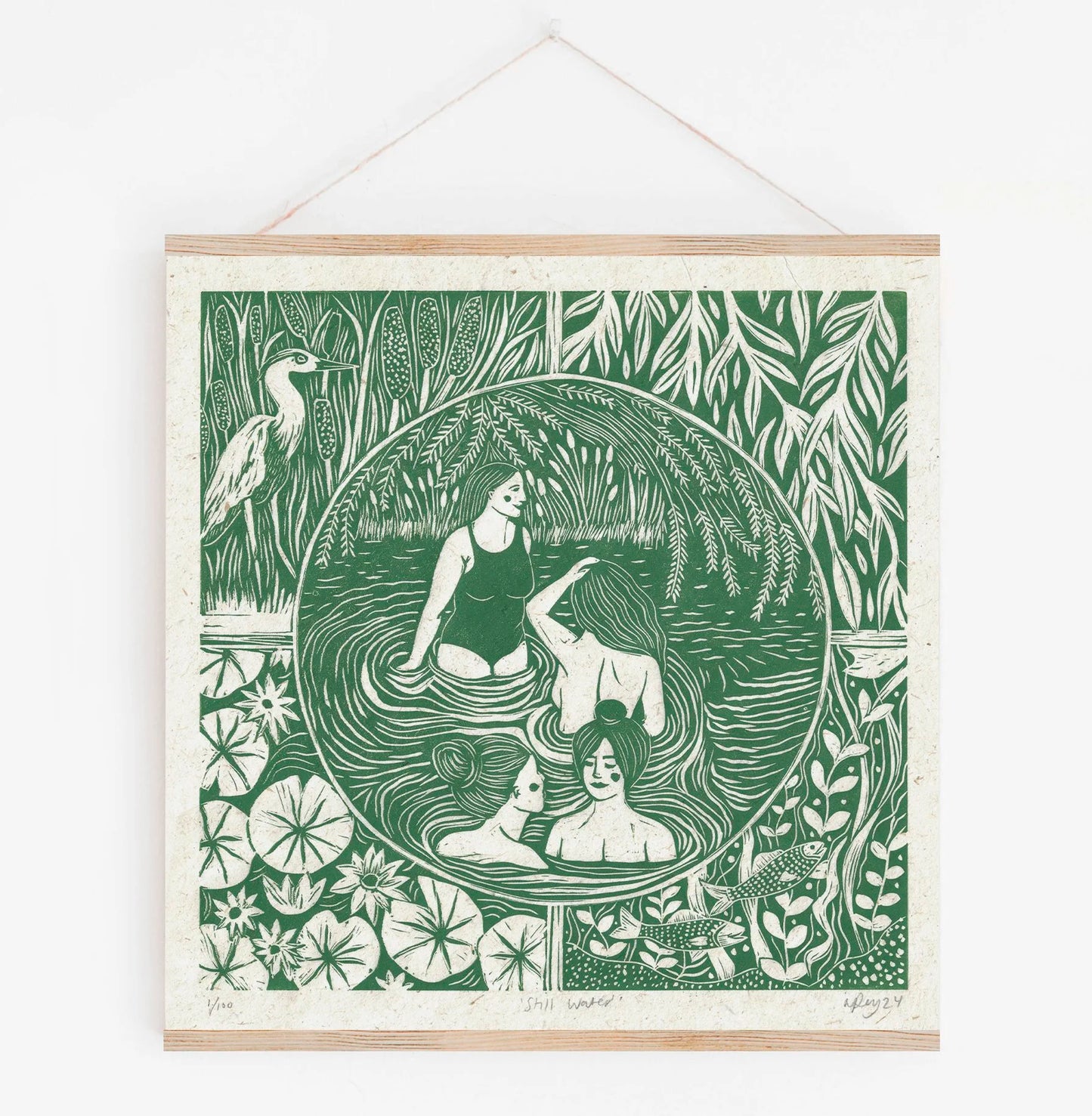 STILL WATER linoprint