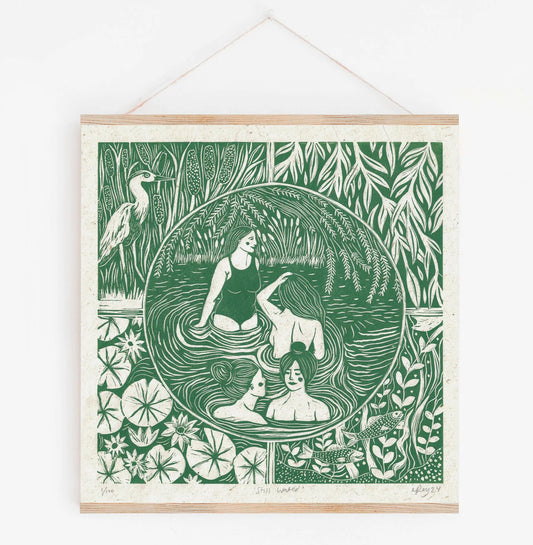 STILL WATER linoprint