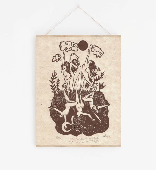 WE DANCE IN THE DARK, WE DANCE IN THE LIGHT linoprint