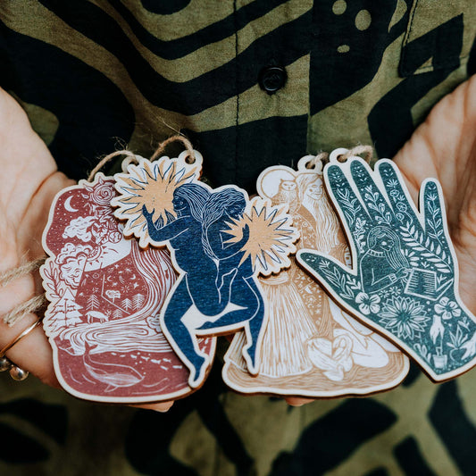 Festive Wooden wild women Ornaments