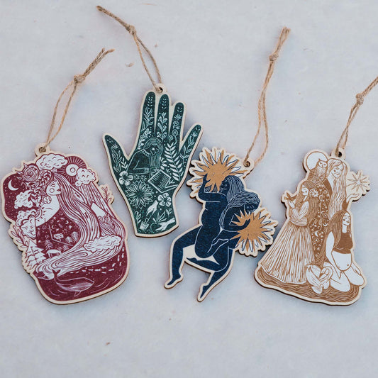 Festive Wooden wild women Ornaments